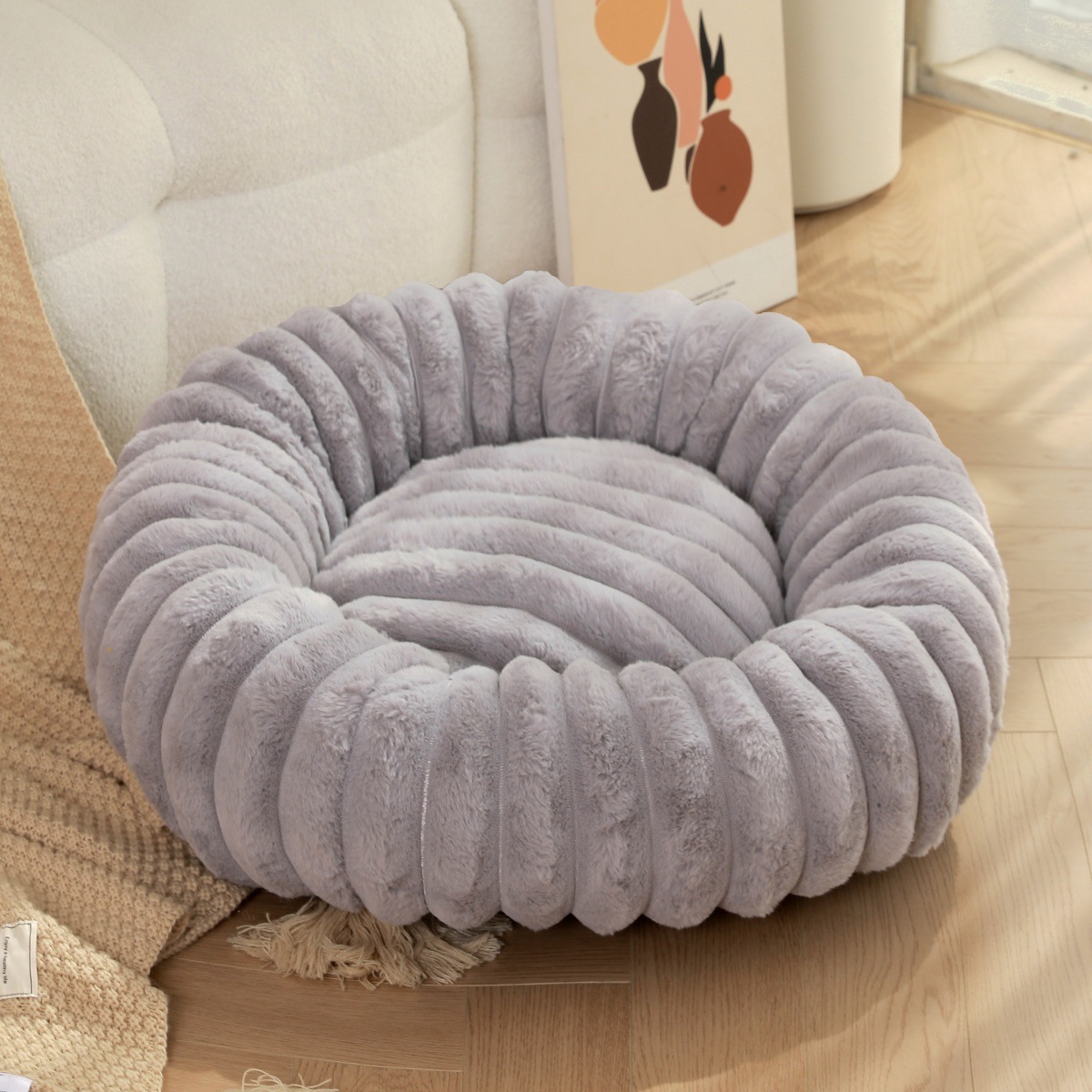 Calming Dog Bed - 40-80cm Fluffy Pets Dogs Beds Large