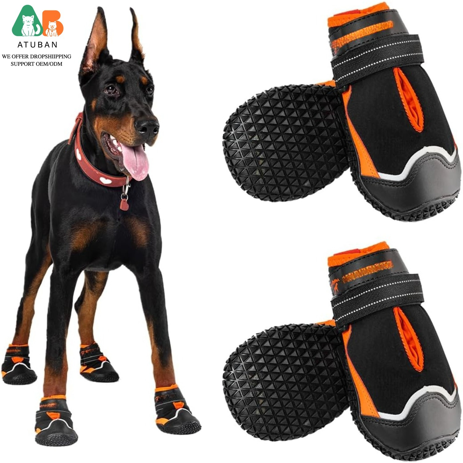 Dog Booties Paw Protector - ATUBAN Dog Shoes for Dogs,Waterproof Dog