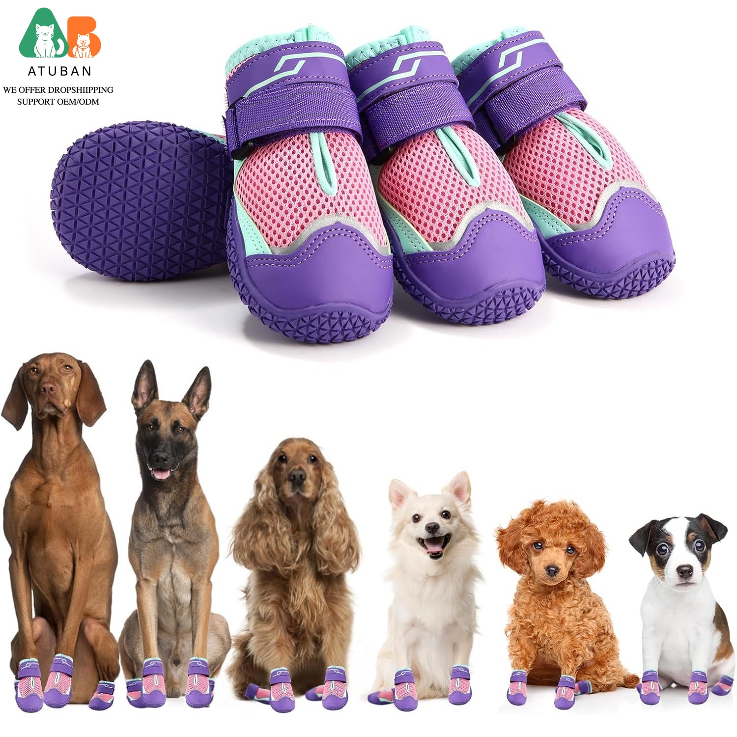 Dog Booties Paw Protector - ATUBAN Dog Shoes for Hot Pavement