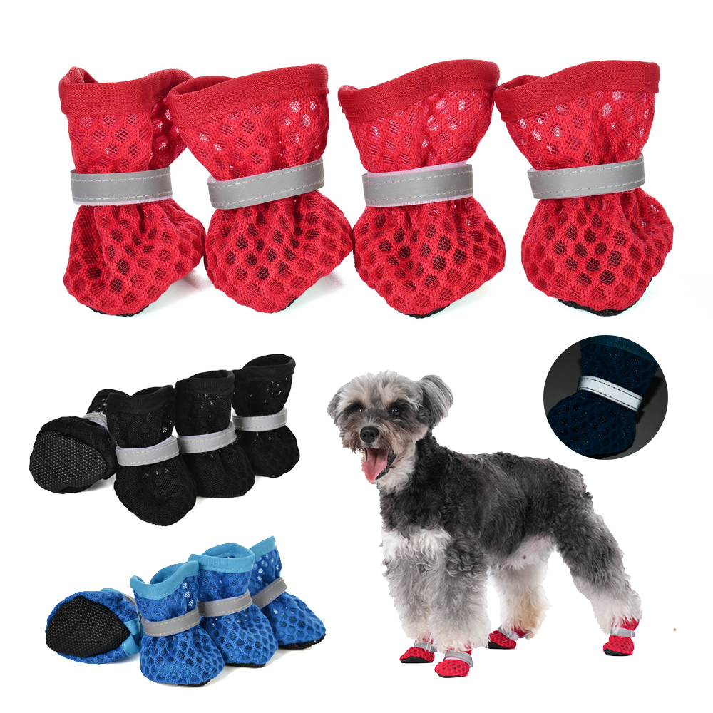 Dog Booties Paw Protector - 4pcs/set Summer Breathable Dog Shoes For